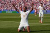 France's Desire Doue (20) celebrates after scoring his side's fourth goal during the World Cup Group I soccer match between Norway and France in Foxborough, Mass., near Boston, Friday, June 26, 2026. (AP Photo/Charles Krupa)