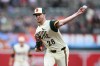 Baltimore Orioles pitcher Trevor Rogers throws during the third inning of a baseball game against the Washington Nationals, Friday, June 26, 2026, in Baltimore. (AP Photo/Nick Wass)