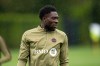 Canada's Alphonso Davies looks on during a FIFA World Cup training session, in Vancouver, on Friday, June 26, 2026. THE CANADIAN PRESS/Ethan Cairns