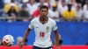 England's Jude Bellingham (10) eyes the ball during the World Cup Group L soccer match between England and Ghana in Foxborough, Mass., near Boston, Tuesday, June 23, 2026. (AP Photo/Martin Meissner)