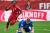 Switzerland's Johan Manzambi (9) celebrates after scoring as Canada goalkeeper Maxime Crepeau reacts during the World Cup Group B soccer match between Switzerland and Canada in Vancouver, British Columbia, Wednesday, June 24, 2026. (AP Photo/Abbie Parr)