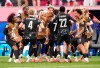 Canada celebrates a goal from Canada's Stephen Eustáquio (7) against South Africa during second half World Cup Round of 32 soccer, in Los Angeles, on Sunday, June 28, 2026. THE CANADIAN PRESS/Frank Gunn