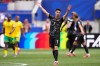 Canada's Stephen Eustaquio (7) celebrates after the World Cup round of 32 soccer match between South Africa and Canada in Inglewood, Calif., near Los Angeles, Sunday, June 28, 2026. (AP Photo/Mark J. Terrill)