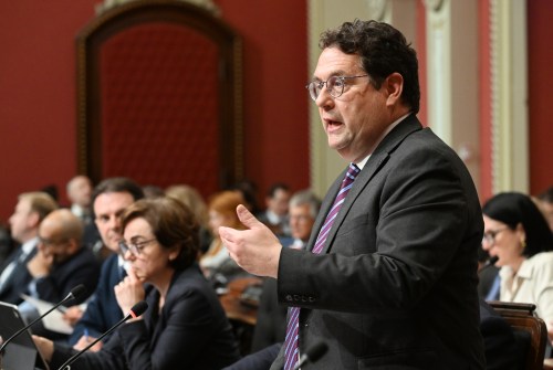 Bernard Drainville, Quebec's minister of economy, innovation and energy, responds to the opposition during question period at the national assembly, Tuesday, May 26, 2026. THE CANADIAN PRESS/Jacques Boissinot