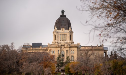 The Saskatchewan Legislative Building can be seen from Trafalgar Overlook in Regina on Thursday, October 24, 2024. THE CANADIAN PRESS/Heywood Yu