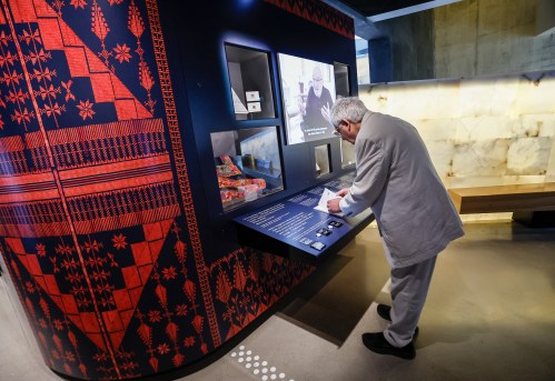 Fouad Sahyoun, a Palestinian who now calls Canada home, views the new exhibit, Palestine Uprooted — Nakba Past and Present, at the Canadian Museum for Human Rights (CMHR) in Winnipeg, Friday, June 26, 2026. THE CANADIAN PRESS/John Woods