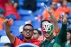Soccer fans cheer during the World Cup round of 32 soccer match between the Netherlands and Morocco in Guadalupe, near Monterrey, Mexico, Monday, June 29, 2026. (AP Photo/Dolores Ochoa)