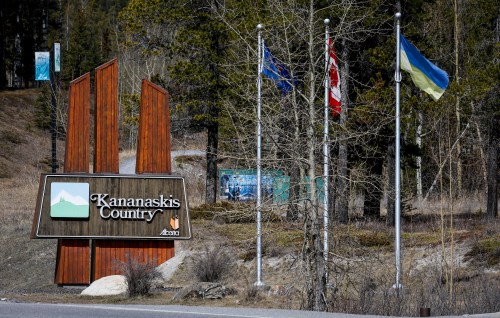 A sign marking the entrance to Kananaskis Country in Canmore, Alta., Monday, April 24, 2023. Covering an area of approximately 4,000 km Kananaskis Country was formed by the Alberta Government in 1978 to provide an assortment of land uses.THE CANADIAN PRESS/Jeff McIntosh