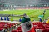 A Mexican fan waits in the rain for the start of the World Cup round of 32 soccer match between Mexico and Ecuador in Mexico City, Tuesday, June 30, 2026. (AP Photo/Natacha Pisarenko )