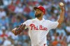 Philadelphia Phillies pitcher Cristopher Sánchez throws in the first inning of a baseball game against the Pittsburgh Pirates, Tuesday, June 30, 2026, in Philadelphia. (AP Photo/Laurence Kesterson)