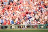 Philadelphia Phillies' Trea Turner reacts after hitting a three-run home run against Pittsburgh Pirates pitcher Paul Skenes during the second inning of a baseball game Wednesday, July 1, 2026, in Philadelphia. (AP Photo/Matt Slocum)