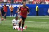 Spain's Mikel Oyarzabal (21) celebrates after scoring his side's opening goal during the World Cup round of 32 soccer match between Spain and Austria in Inglewood, Calif., near Los Angeles, Thursday, July 2, 2026. (AP Photo/Jae C. Hong)
