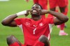 Switzerland's Breel Embolo (7) celebrates after scoring his team's first goal during the World Cup round of 32 soccer match between Switzerland and Algeria in Vancouver, British Columbia, Thursday, July 2, 2026. (AP Photo/Lindsey Wasson)