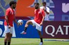 Egypt's Mohamed Salah (10) participates in a training session in Dallas, Thursday, July 2, 2026, ahead of the team's World Cup soccer match against Australia. (AP Photo/Tony Gutierrez)