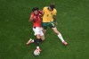 Egypt's Mohamed Hany (3) and Australia's Connor Metcalfe (8) fight for the ball during the World Cup round of 32 soccer match between Australia and Egypt in Arlington, Texas, near Dallas, Friday, July 3, 2026. (AP Photo/Jessica Tobias)