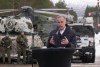 Prime Minister Mark Carney participates in a joint news conference with German Chancellor Friedrich Merz and Norwegian Prime Minister Jonas Gahr Store following a tour of the site of NATO Exercise Cold Response in Bardufoss, Norway on Friday, March 13, 2026. THE CANADIAN PRESS/Adrian Wyld
