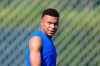 France's Kylian Mbappe arrives for a training session ahead of the team's World Cup round of 16 soccer match against Paraguay in Philadelphia, Friday, July 3, 2026. (AP Photo/Petr David Josek)