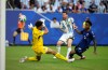 Argentina's Lionel Messi (10) scores their first goal against Cape Verde goalkeeper Vozinha (1) during the World Cup round of 32 soccer match between Argentina and Cape Verde in Miami Gardens, Fla., Friday, July 3, 2026. (AP Photo/George Walker IV)