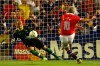 FILE - Norway's Kjetil Rekdal, right, scores the 2-1 with a penalty kick for his team Brazil's goalie Taffarel during the Brazil vs. Norway, Group A, World Cup 98, soccer match at the Velodrome stadium in Marseille, France, on Tuesday, June 23, 1998. (AP Photo/Michel Euler, File)