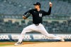 New York Yankees pitcher Max Fried, throws during bullpen practice before a baseball game against the Minnesota Twins, Sunday, July 5, 2026, in New York. (AP Photo/Noah K. Murray)