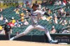 Miami Marlins pitcher Eury Pérez throws to an Athletics batter during the sixth inning of a baseball game Sunday, July 5, 2026, in West Sacramento, Calif. (AP Photo/Scott Marshall)