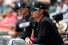 Chicago White Sox's Munetaka Murakami of Japan, watches teammates from the dugout during the first inning of a baseball game against the Kansas City Royals in Chicago, Sunday, June 28, 2026. (AP Photo/Nam Y. Huh)