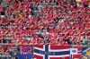 Norwegian fans perform a viking boat row before the World Cup round of 16 soccer match between Brazil and Norway in East Rutherford, N.J., near New York, Sunday, July 5, 2026. (AP Photo/Yuki Iwamura)