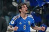 FILE - Italy's Sandro Tonali celebrates after scoring his side's first goal during the World Cup qualifying play-off soccer match between Italy and Northern Ireland, in Bergamo, Italy, Thursday, March 26, 2026. (AP Photo/Antonio Calanni, File)