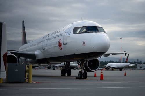 An Air Canada plane sits at Vancouver International Airport in Richmond, B.C., on Sunday, Aug. 17, 2025. THE CANADIAN PRESS/Ethan Cairns