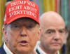 FILE - President Donald Trump speaks as FIFA President Gianni Infantino listens in the Oval Office of the White House, Friday, Aug. 22, 2025, in Washington. (AP Photo/Jacquelyn Martin, File)
