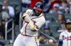 Atlanta Braves' Michael Harris II hits an RBI single against the New York Mets during the second inning of a baseball game, Monday, July 6, 2026, in Atlanta. (AP Photo/Erik S. Lesser)