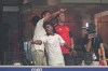American YouTuber and online streamer Darren Jason Watkins Jr., known as IShowSpeed, gestures during the World Cup round of 16 soccer match between Portugal and Spain in Arlington, Texas, near Dallas, Monday, July 6, 2026. (AP Photo/Julio Cortez)