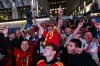 Belgium fans react after the team scored during the World Cup round of 16 soccer match between the United States and Belgium, at a watch party at the Rockefeller Center fan village, Monday, July 6, 2026, in New York. (AP Photo/Adam Gray)