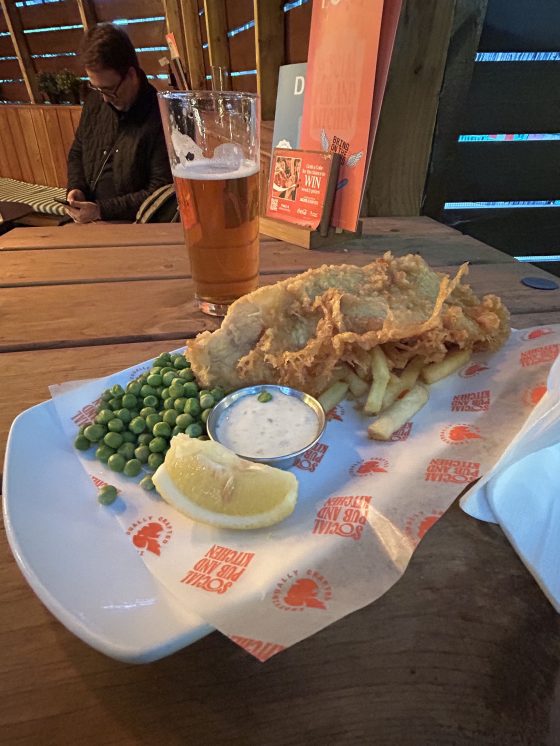 My fish and chips came with a side of peas and a lemon, which means it was basically health food. (Ben Sigurdson / Free Press)