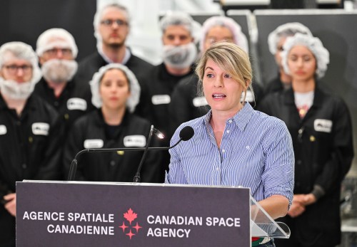 Industry Minister Melanie Joly speaks during a funding announcement for space technology at MDA in Montreal, on Tuesday, June 30, 2026. THE CANADIAN PRESS/Graham Hughes