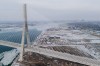 Construction on the Gordie Howe International Bridge, is seen in Windsor, Ont., on Tuesday, Feb. 10, 2026. THE CANADIAN PRESS/Dax Melmer