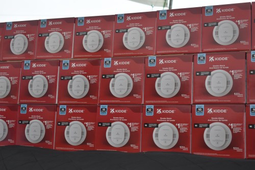 Kidde is donating hundreds of its smoke alarms to First Nation communities across two eastern provinces, in partnership with the National Indigenous Fire Safety Council and Firefighters Without Borders, as shown in Fredericton on Tuesday June 23, 2026. THE CANADIAN PRESS/Eli Ridder