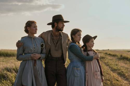 Eric Zachanowich/Netflix
                                From left: Crosby Fitzgerald as Caroline Ingalls, Luke Bracey as Charles Ingalls, Skywalker Hughes as Mary Ingalls and Alice Halsey as Laura Ingalls in Netflix&rsquo;s Little House on the Prairie.