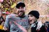 ASHLEY LANDIS / THE ASSOCIATED PRESS FILE
                                Travis Kelce, left, and Taylor Swift pose after the AFC Championship NFL football game against the Buffalo Bills, January 2025, in Kansas City, Mo.