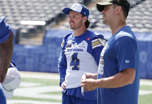 Ruth Bonneville / Free Press
Bombers quarterback Dru Brown during practice at the Princess Auto Stadium last week. This week he's set to face his former team the Ottawa Redblacks.