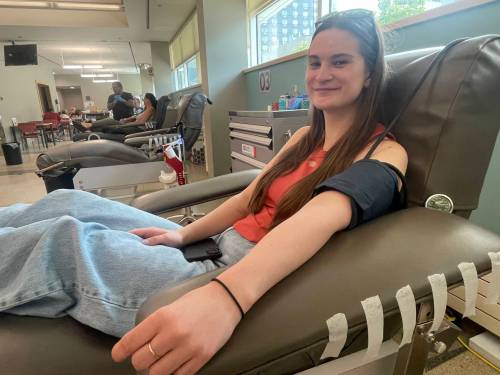 TIAGO RESKO / FREE PRESS Sage Zdebiak says she gives blood so that health-care workers can continue to help others the way they helped her.
