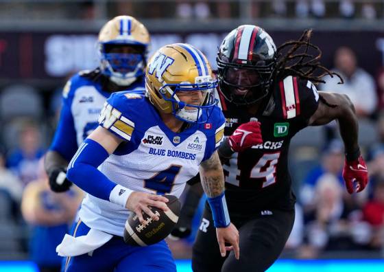 Bombers quarterback Dru Brown (Justin Tang / The Canadian Press files)