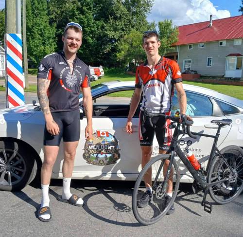 INSTAGRAM
                                Valentin Duquenne, left, and Thomas Clark had their bicycles stolen while they did a media interview in downtown Winnipeg Friday morning.