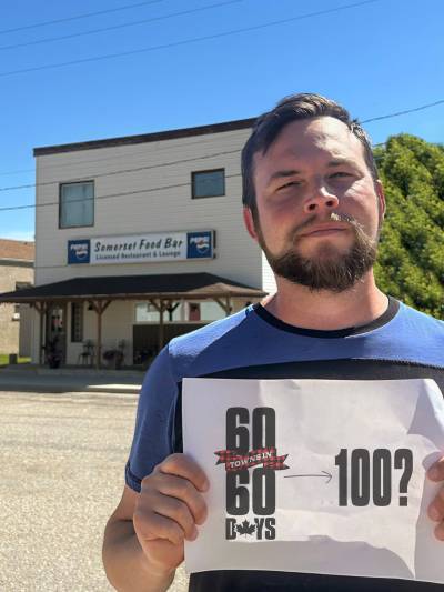 SUPPLIED 
Jay Friesen in front of the restaurant in Somerset with their revised goal.