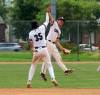 CASSIDY DANKOCHIK / THE CARILLON
                                Carillon shortstop Cedric Lagasse (facing camera) and second baseman Cody Wielgosh (#35) celebrate following their team&rsquo;s 12-0 win over Elmwood July 26, 2026, at Koskie Field in Winnipeg in game two of the MJBL finals.