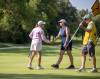 BROOK JONES / FREE PRESS files
                                Cathy Derewianchuk (centre) congratulates Rhonda Orr in last year&rsquo;s women&rsquo;s senior championship. Derewianchuk is leading after day one of this year&rsquo;s edition.