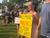 About 200 people gathered at the Manitoba legislature Wednesday evening for a &ldquo;No More Manitoba Maulings&rdquo; rally. (Morgan Modjeski / Free Press)