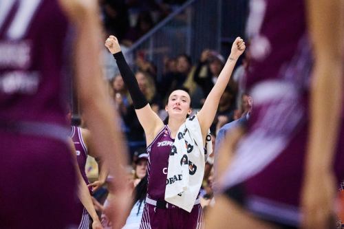 Toronto Tempo's Marina Mabrey (3) celebrates after her team's win against the Los Angeles Sparks during second half WNBA basketball action in Toronto, on Thursday, June 25, 2026. THE CANADIAN PRESS/Sammy Kogan