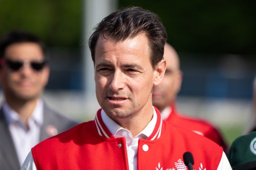 Secretary of State for Sport Adam van Koeverden speaks during a news conference in Vancouver, on Friday, May 1, 2026. THE CANADIAN PRESS/Ethan Cairns