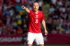 FILE - Denmark's Christian Eriksen reacts during the international football match between Denmark and Ukraine, in Odense, Denmark, June 7, 2026. (Bo Amstrup/Ritzau Scanpix via AP, File)